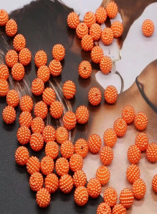 Tdas 100 PCS Dotted Pearl Mermaid Fruit Ball Chunky Bubblegum Moti Angura Beads for Jewellery Making Kit - Big Size Necklace Bracelet Earring DIY Arts Crafts Supplies (Orange - 14MM) - Image 1